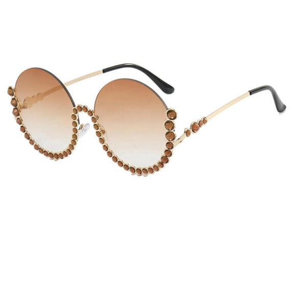 Round Half Framed Decorative Sunglasses - Picture 1 of 7